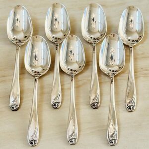 7pc 1847 Rogers Bros Silverware Daffodil Teaspoons 6 Glossy Silverplated
